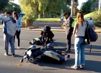 Santa Lucía: un motociclista resultó herido tras un fuerte choque
